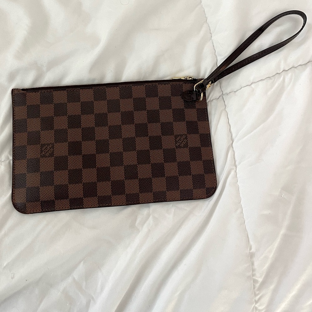 Authentic Louis Vuitton Damier Ebene Neverfull MM Pochette Mini Purse